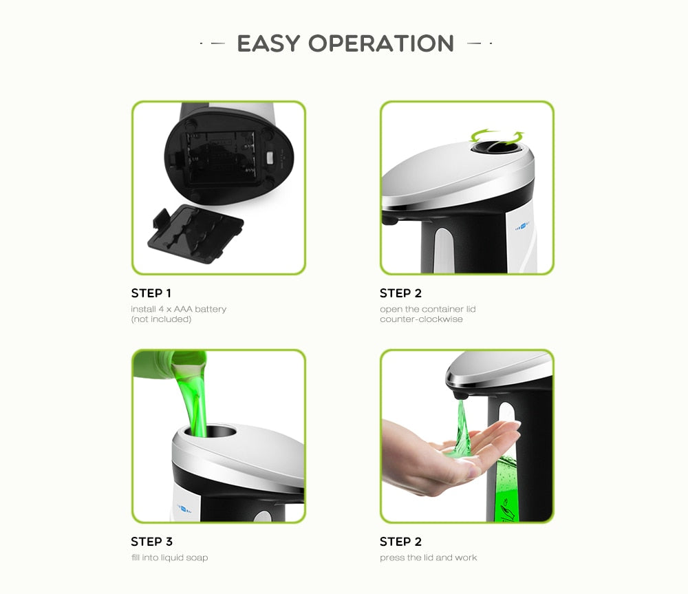 PureFlow™ Luxury Touchless Soap Dispenser – Smart Sensor 400ML