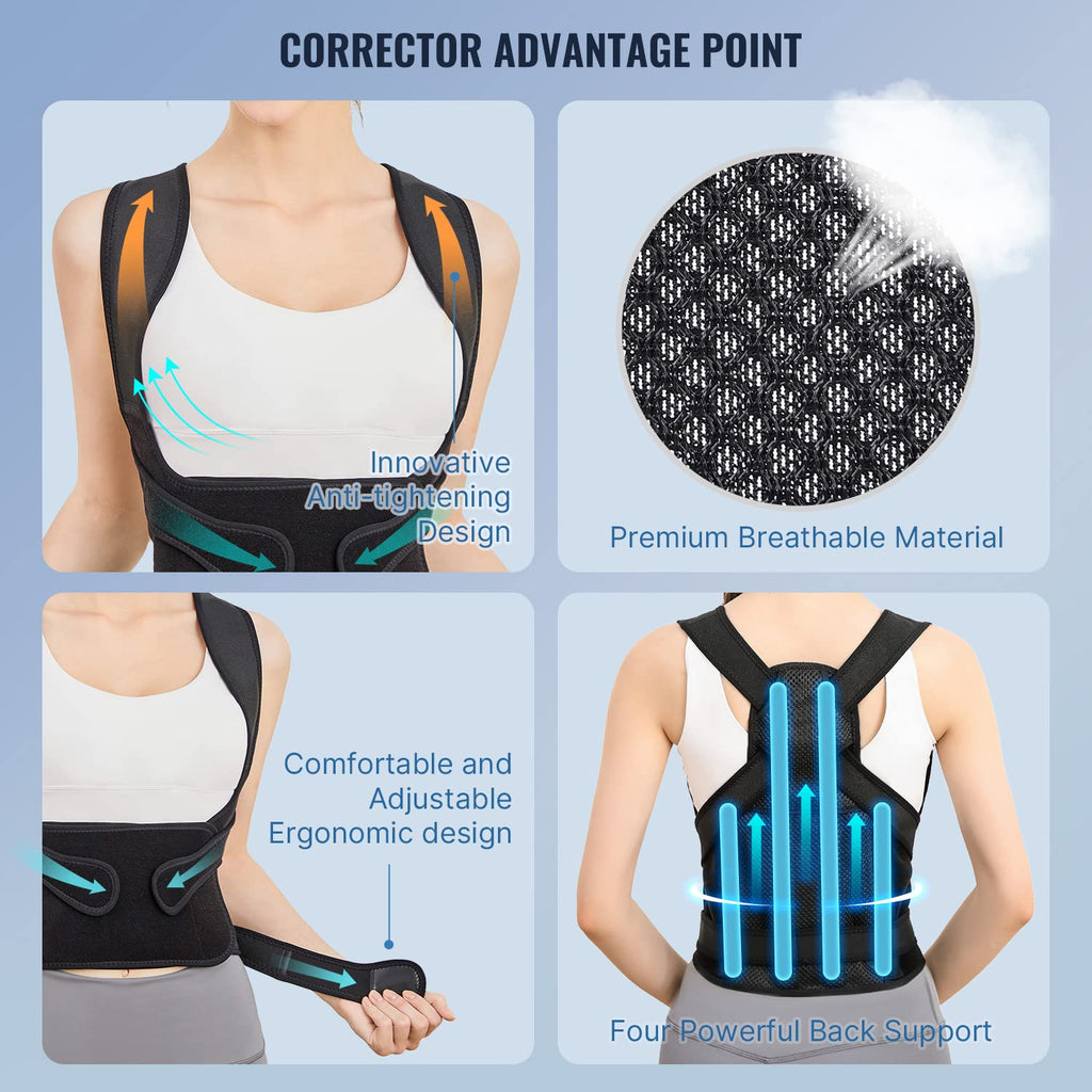 Back Support Posture Corrector with Breathable Straps